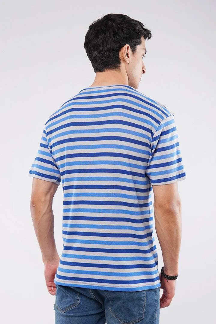 Striped T-Shirt - Grey & Blue