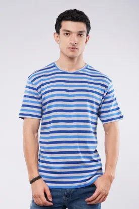 Striped T-Shirt - Grey & Blue