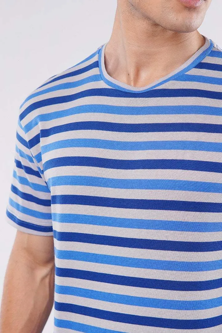 Striped T-Shirt - Grey & Blue