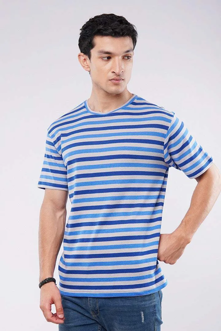 Striped T-Shirt - Grey & Blue