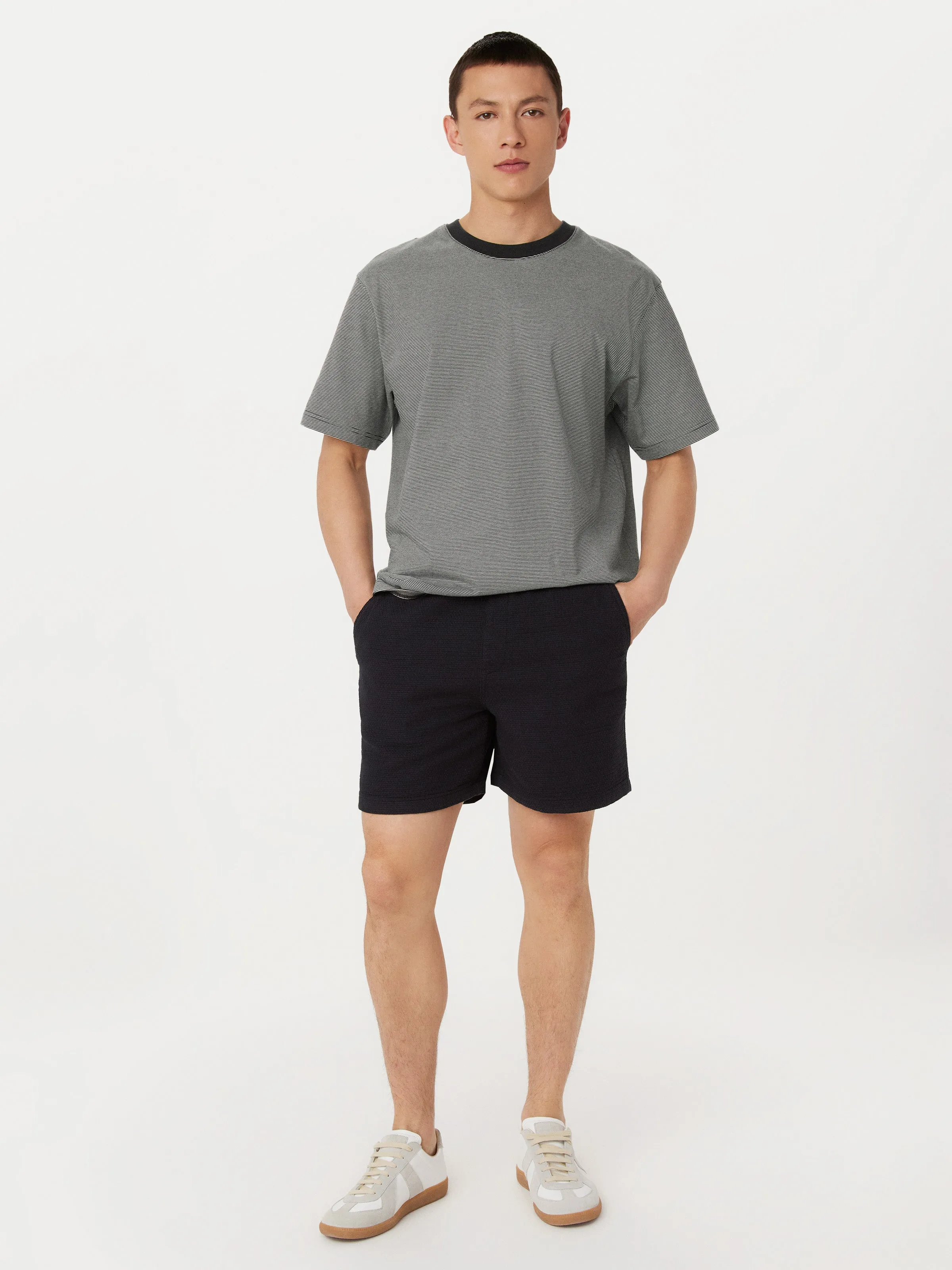 The Striped Boxy T-Shirt in Washed Black