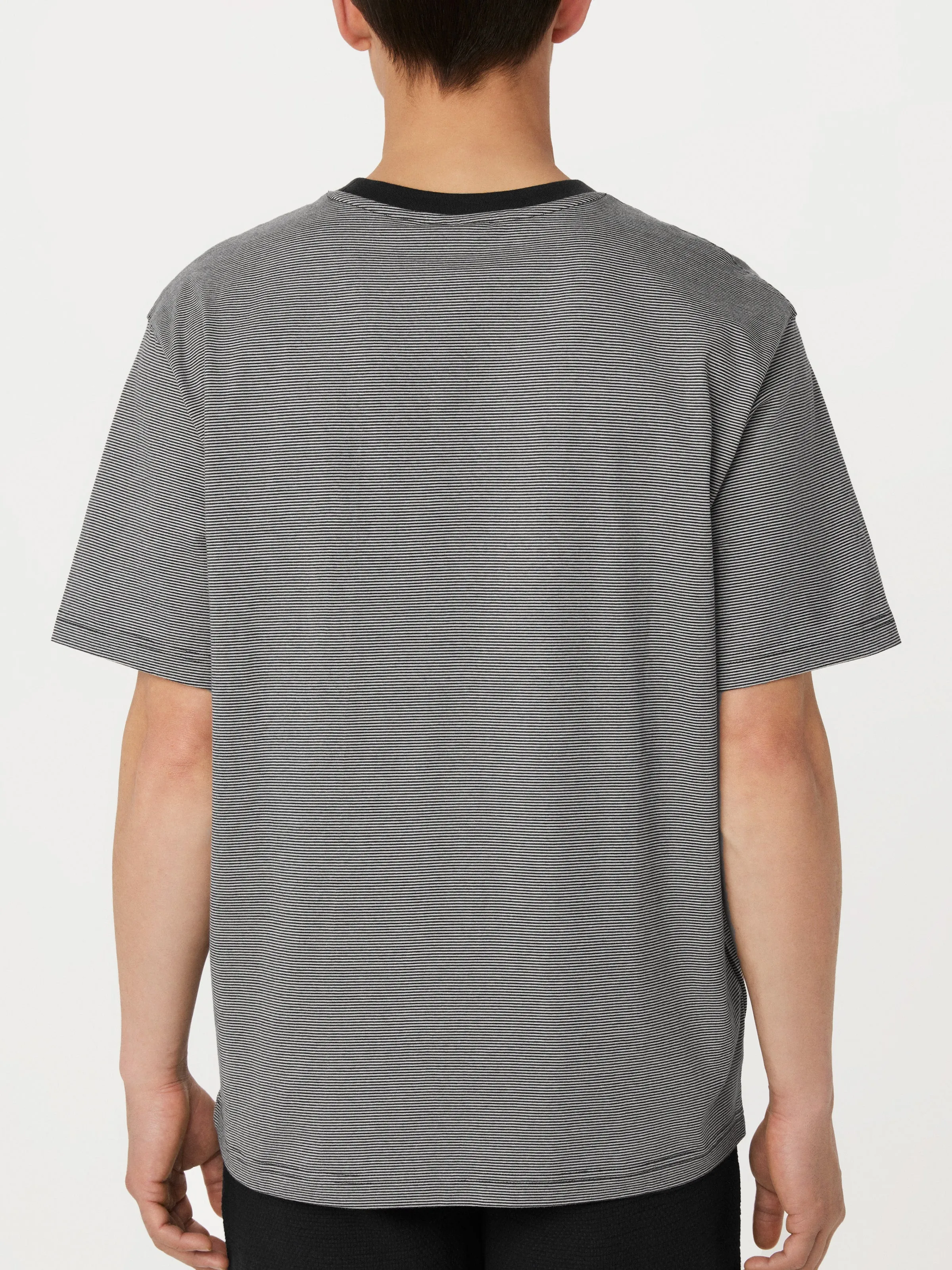 The Striped Boxy T-Shirt in Washed Black