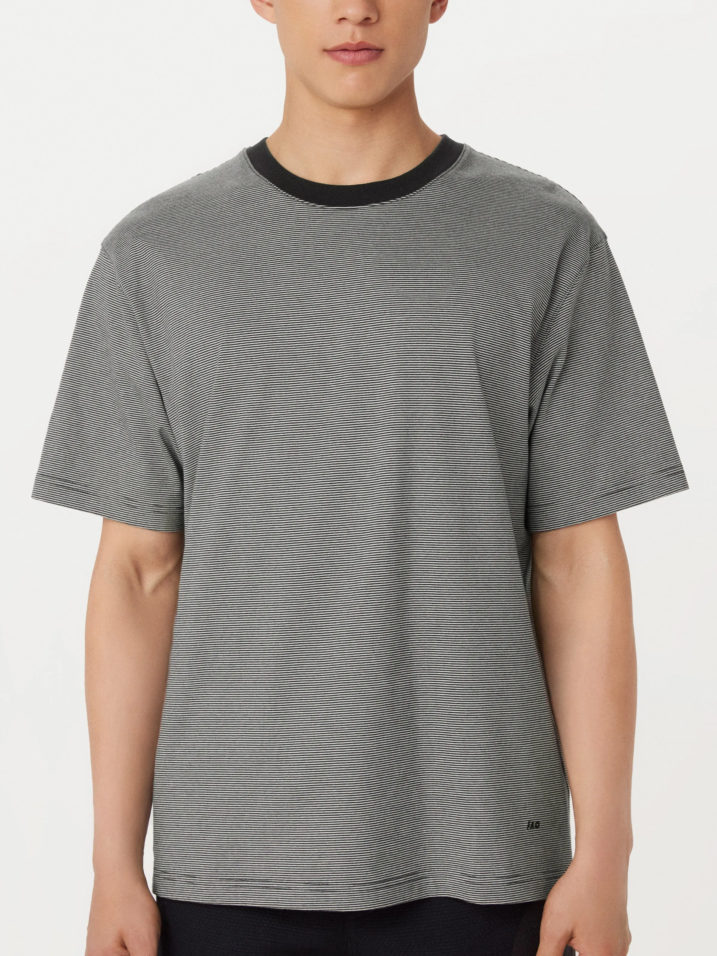 The Striped Boxy T-Shirt in Washed Black