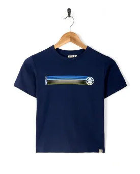 Tok Stripe - Kids Short Sleeve T-Shirt - Dark Blue