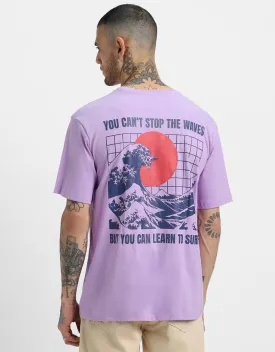 WAVES Lilac Oversized Back Graphic Printed Tshirt