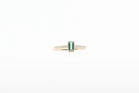 Yellow Gold Bezel Emerald and Diamond Ring